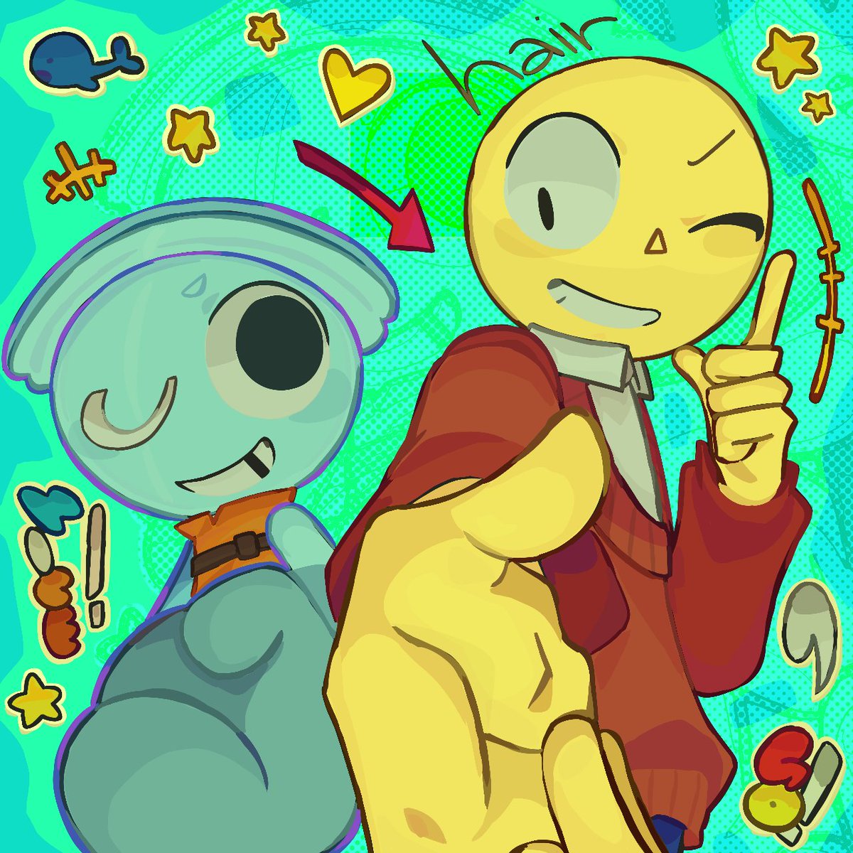 Xyeahn's tweet photo. 3
This looked funny to me.
Dave and Bambi × Dandy's World..Fanart.
#daveandbambifanart #daveandbambi #dandysworldfanart #dandysworld https://t.co/At3zP0I6fB