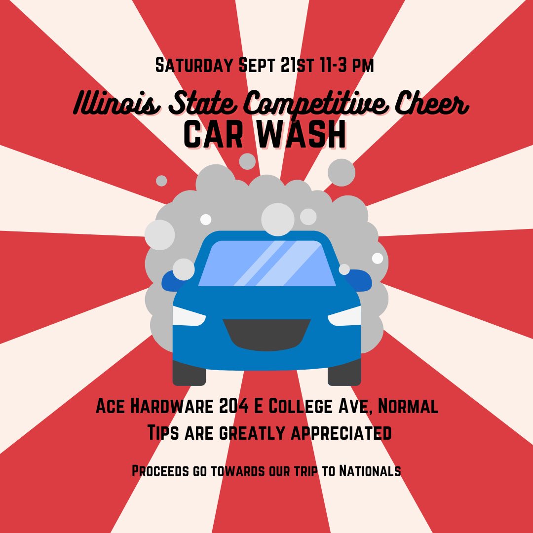 Let us wash your car this saturday at Ace Hardware in Normal from 11-3 pm!🚘🫧