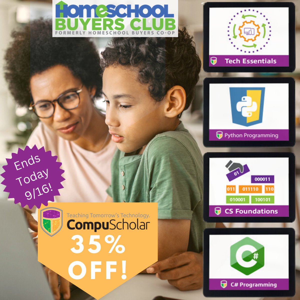 HSBuyersClub's tweet photo. 📣Don't miss out on savings of 35% 📣

👉https://t.co/1nYR1xOdp8

Convert your child's screen time to productive learning with CompuScholar's user-friendly computer science curriculum. Deal ends today, 9/16! https://t.co/z03aT50xYV