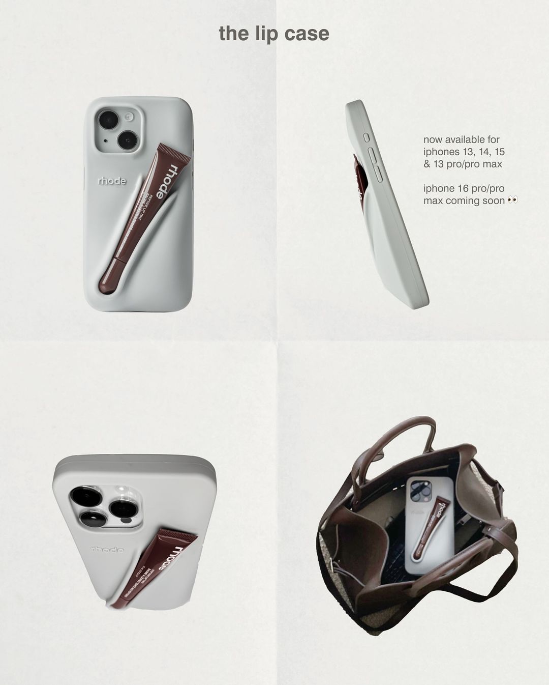 rhode skin iPhone case【iPhone15 pro】 Rhode Lip Case Grey Silicone Basic Case for iPhone 15 Pro