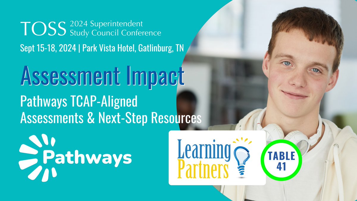 Find out how #PathwaysAssessments (formerly ELS Assessments) are having an impact in Tennessee schools. Join us at the TOSS Superintendent Study Council Conference, Table 41. ow.ly/xkcP50TopvZ