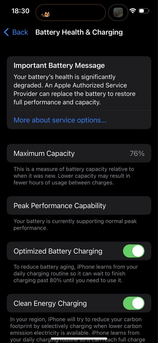 My iPhone X bh after 6 years of use