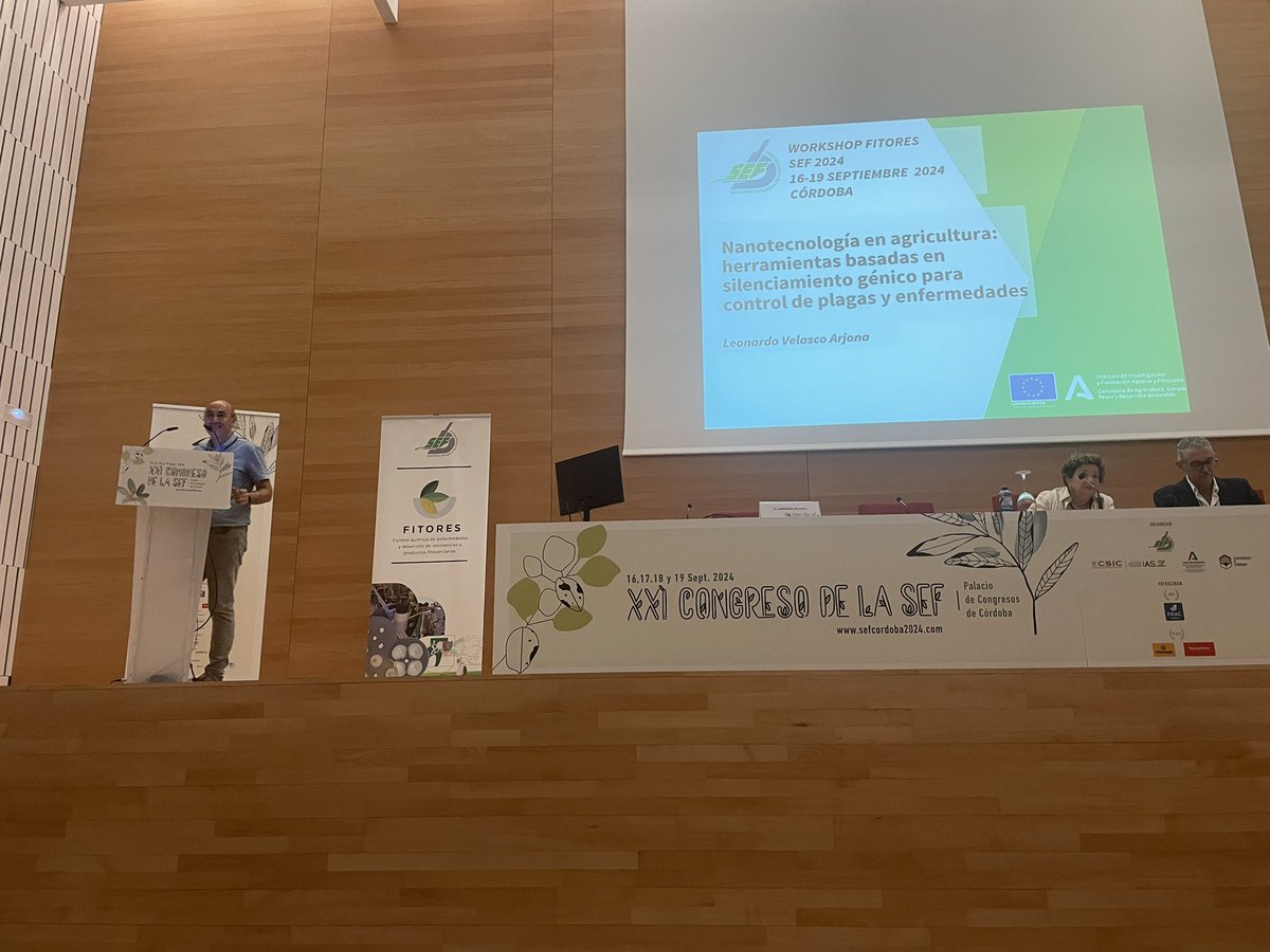Continuamos con Leonardo Velasco (@ifapajunta) en el workshop del Grupo FITORES en #sefcordoba2024 hablándonos de la nanotecnología en la agricultura