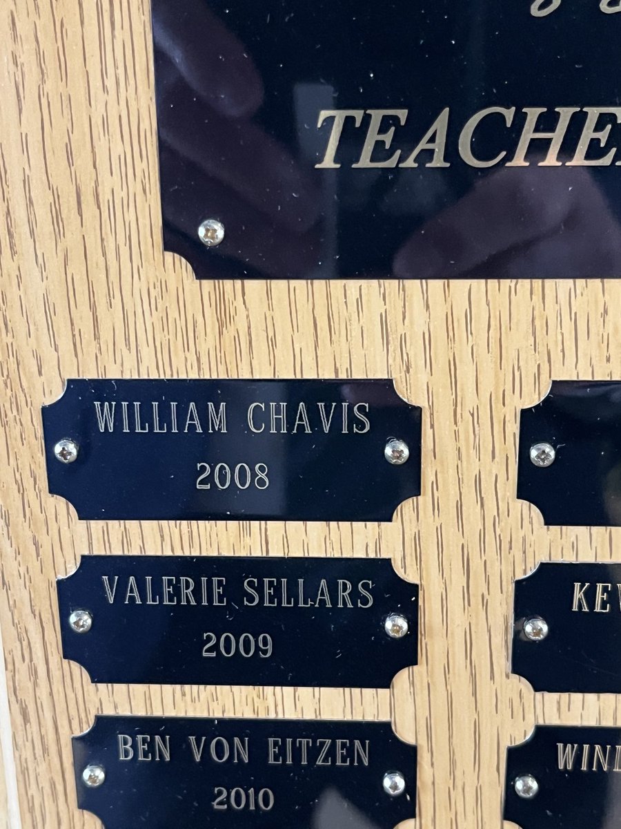 Visiting with ⁦<a href="/GHS_PrincipalJB/">Joshua Brown</a>⁩ last week &amp; was excited to see ⁦<a href="/WestoverHS/">Westoverhigh</a>⁩ &amp; ⁦<a href="/NELA_NCSU/">NELA</a>⁩ grad ⁦<a href="/wchavis/">Will Chavis</a>⁩ on the <a href="/GrahamRedDevils/">Graham High School</a> TOY Plaque. Now and Assistant Superintendent ⁦<a href="/WCPSS/">Wake County Public School System</a>⁩ . I believe he attended another school between WHS and NCSU. ⁦