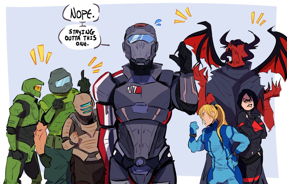 boomshootart's tweet photo. Parts 2 and 3! Shoutout to @narklos :D
#doom #doomguy #doomslayer #halo #masterchief #deadspace #isaacclarke #samus #samusaran #metroid #hellsinger #metalhellsinger #signalis #elster #lstr512 #masseffect #commandershepard #shepard #crossover https://t.co/uR5HmHsERL