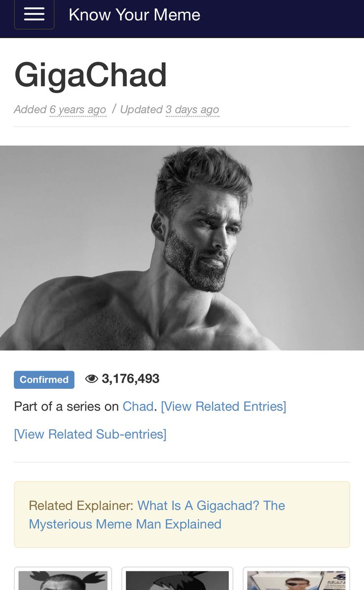 gigachad's tweet photo. The largest meme database in the world just added a section for Giga Fitness

The Big One🗿

@knowyourmeme https://t.co/m4zwRNj1zE