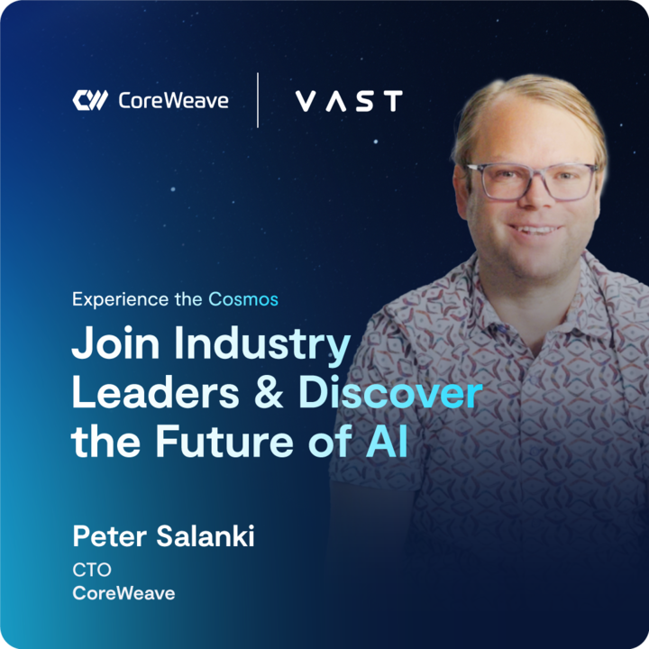 VAST_Data's tweet photo. We're excited to share that @CoreWeave is joining VAST on the virtual stage on Oct 1. Tune in to hear from CEO & Co-founder Michael Intrator and CTO Peter Salanki to learn how they are leading the charge in AI cloud infrastructure. Mike and Peter's insights will be invaluable for anyone looking to understand the future of accelerated computing.  

Get ready for powerful discussions and forward-thinking strategies that will inspire and inform.   

Mark your calendar —> https://t.co/Qbus1CnHt2