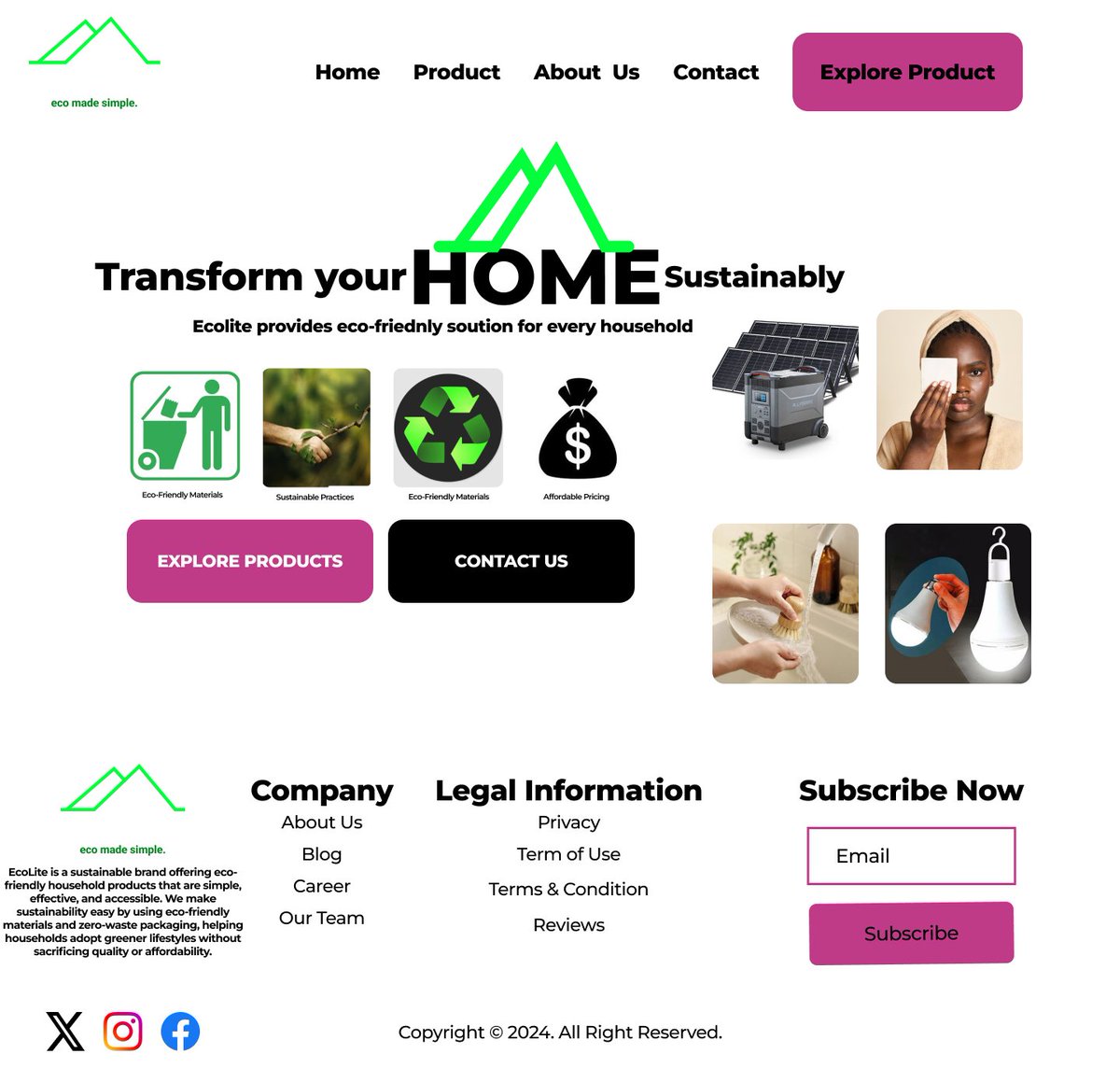 Afuniima_wobe's tweet image. Designed my first landing page for a fictional brand called &quot;EcoLite&quot;. How is it looking guys? #Learningprocess