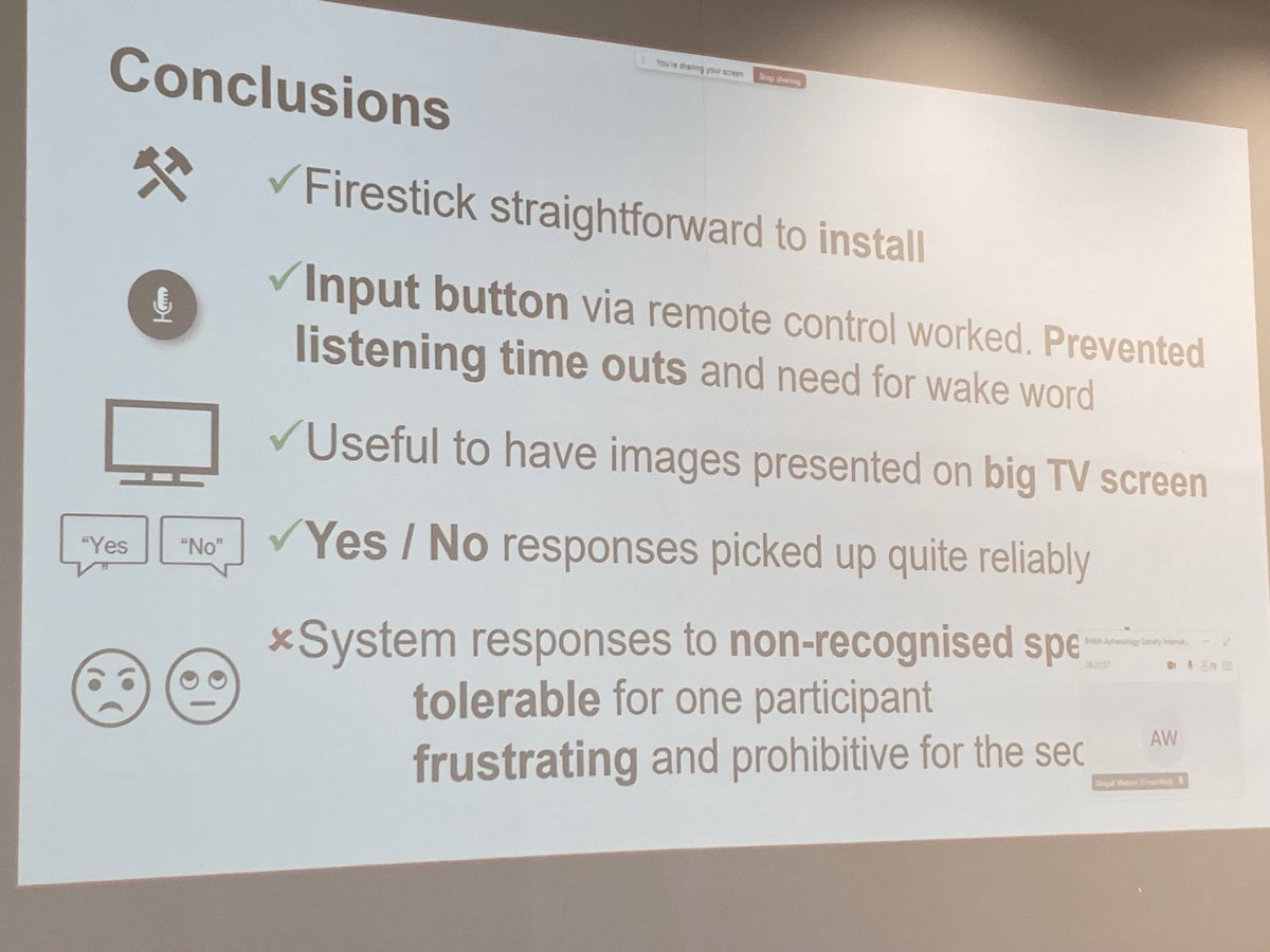 Anna Caute (@annacaute) on Twitter photo <a href="/abracabadger/">Dr Abi Roper</a> presenting her fab work about using Alexa voice interaction tech to support aphasia therapy. Fascinating findings and reflections. <a href="/BASConf24/">British Aphasiology Society Conference 2024</a> <a href="/abracabadger/">Dr Abi Roper</a> presenting her fab work about using Alexa voice interaction tech to support aphasia therapy. Fascinating findings and reflections. <a href="/BASConf24/">British Aphasiology Society Conference 2024</a>