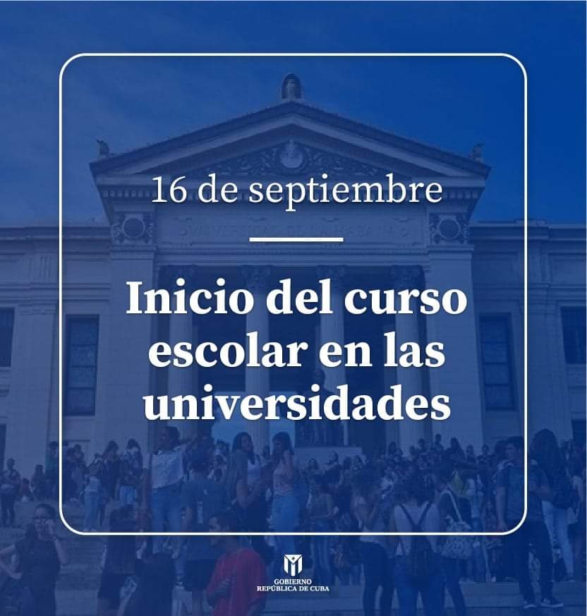 CubacooperaMzb's tweet photo. HOY | Inició el CURSO ESCOLAR 2024-2025 en las UNIVERSIDADES  🇨🇺.
#CubaCoopera https://t.co/9igG7ATJuS
