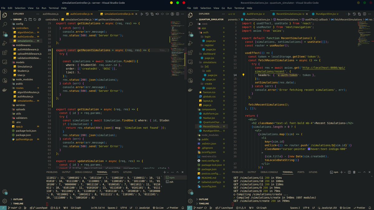 IamAxN's tweet image. 🚀 Just wrapped up an exciting project! Built a Quantum Simulation Platform using Next.js, Node.js, and Python Qiskit. 🔍 Users can run and visualize quantum algorithms like Grover’s Algorithm with real-time data charts! 📊⚛️
#QuantumComputing #Qiskit #QuantumAlgorithms