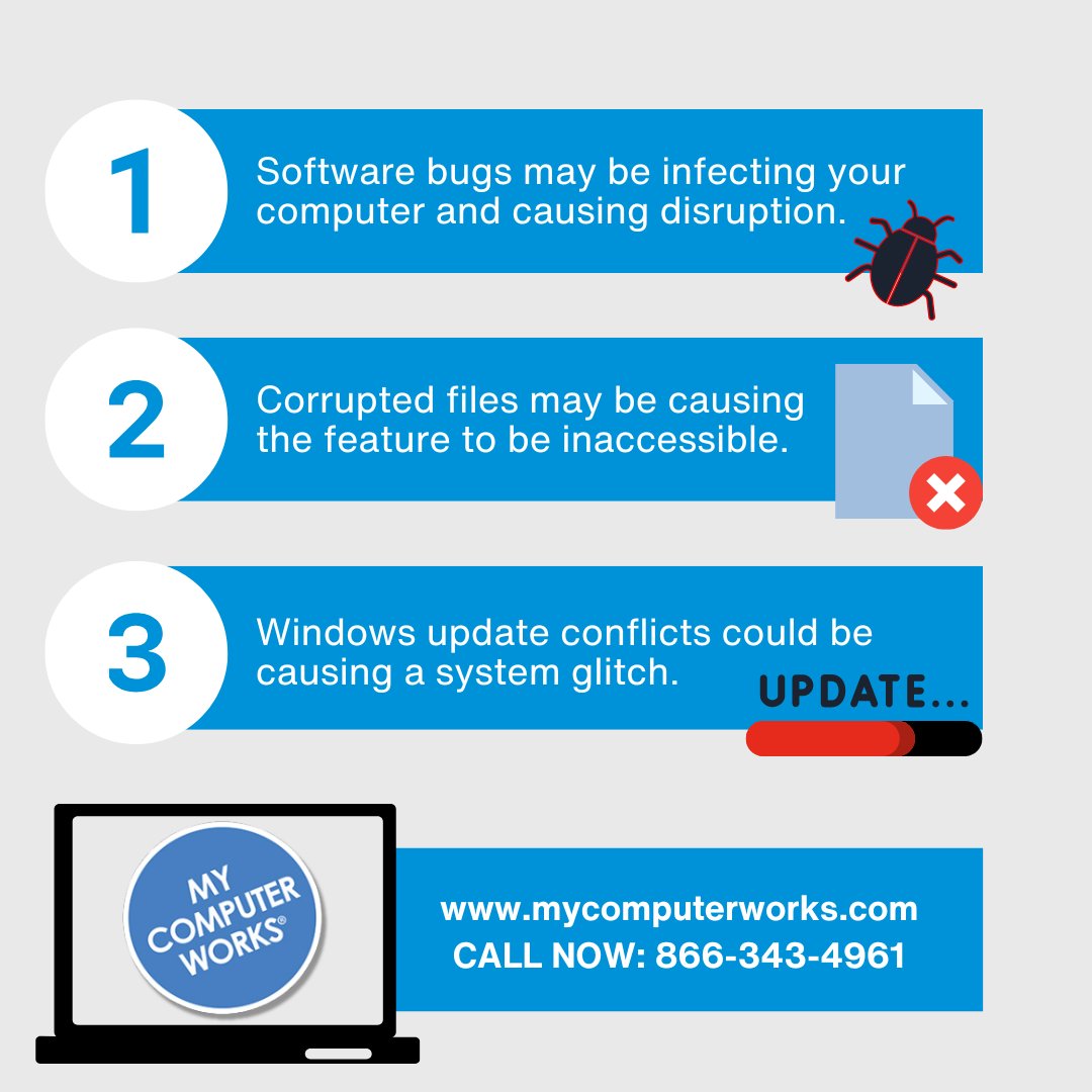 MyCompWorks's tweet image. Struggling with your Windows search bar? Check out our guide for 5 troubleshooting steps: mycomputerworks.com/how-to-fix-win…. Need help? Call us at 866-343-4961.
#MyComputerWorks #FixMyComputer #WindowsSearchBar #TroubleshootingWindows
