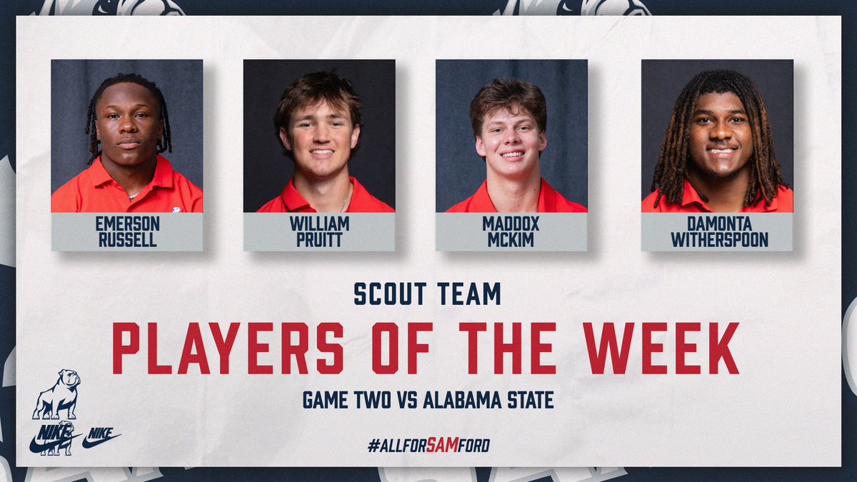 It was an 𝙐𝙇𝙏𝙄𝙈𝘼𝙏𝙀 team effort‼️ 

Offensive Scout POW - <a href="/EmersonRussell7/">Emerson Russell</a>
Defensive Scout POW - <a href="/williampruitt_1/">William Pruitt</a>
Special Teams Scout POW - <a href="/MaddoxMcKim2/">Maddox McKim</a>
Hype Man POW - <a href="/primetimespoon/">DaMonta Witherspoon</a> 

#HatchAttack | #AllForSAMford