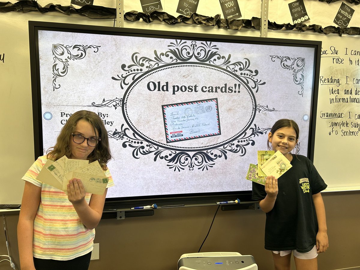 Tiffany Dagger (@octdagger) on Twitter photo Thank you Chloe from <a href="/OCTSchroeder/">Carla Schroeder</a>’s class. She truly connected with our text, Airborne, and shared postcards that her great, great grandfather wrote in the early 1900’s! The students enjoyed looking at and reading each one just like Kate and Matt from our story! #OCT4u Thank you Chloe from <a href="/OCTSchroeder/">Carla Schroeder</a>’s class. She truly connected with our text, Airborne, and shared postcards that her great, great grandfather wrote in the early 1900’s! The students enjoyed looking at and reading each one just like Kate and Matt from our story! #OCT4u