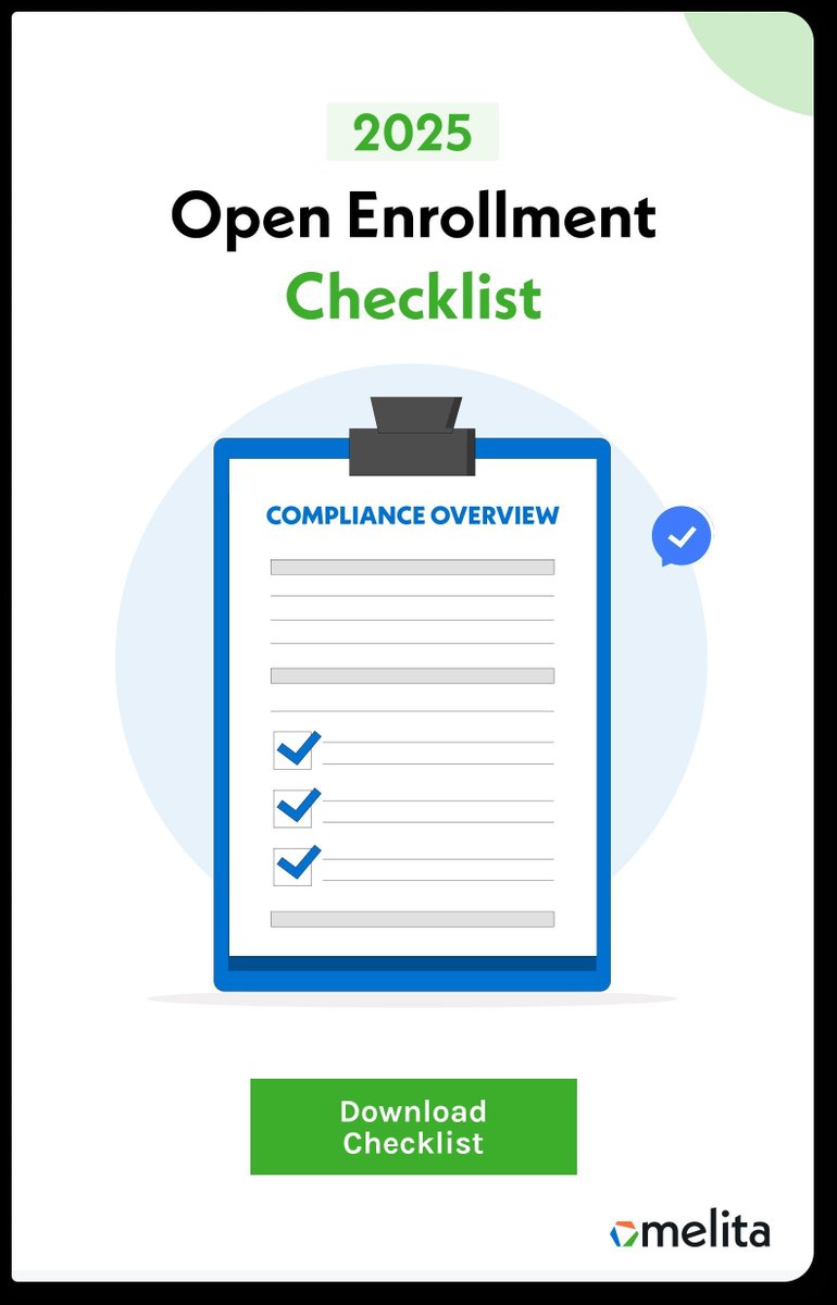 MelitaGroup's tweet photo. 📢 2025 #OpenEnrollment Checklist: Are You Ready? 📢 

Open enrollment season is just around the corner! Start preparing for key compliance changes affecting plan design and administration. 

📄 Download Your 2025 Open Enrollment Checklist Today - https://t.co/Tf7fU7E9ky https://t.co/fjhmaaR4F9