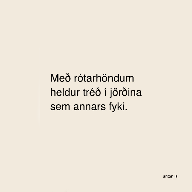 Staddur í moldroki sunnanlands á degi íslenskrar náttúru muldra ég gamla hæku með sjálfum mér.