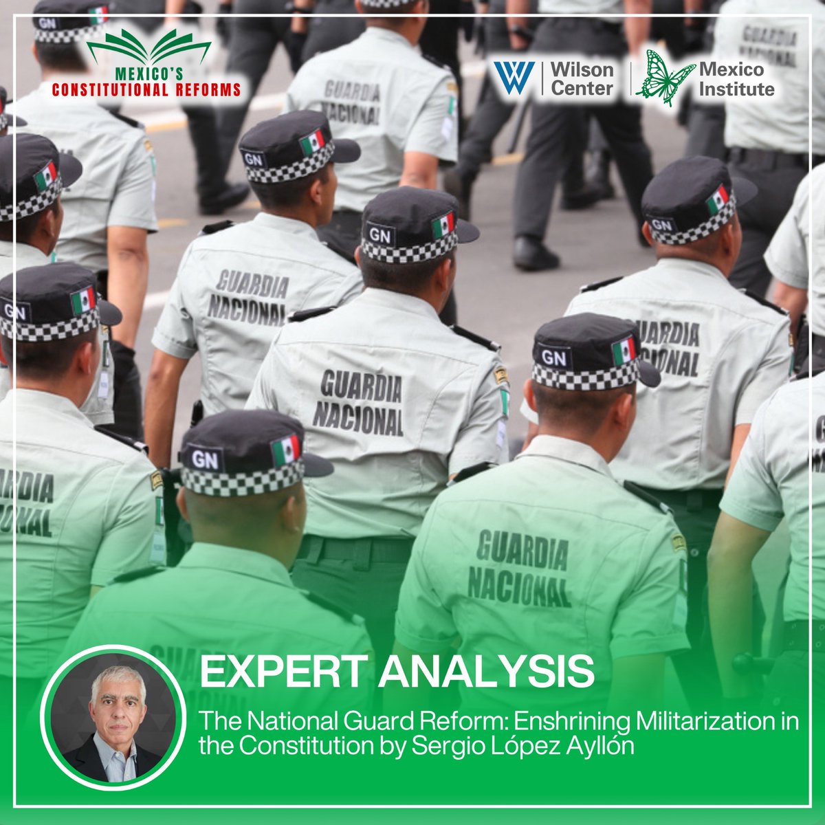 MexicoProgram's tweet photo. 🟢 | UPDATE: Our #ConstitutionalReformsGuide features new content: “The National Guard Reform: Enshrining Militarization in the Constitution” by Prof. Sergio López Ayllón.
“For decades, a clear separation between the civilian and military spheres provided institutional stability and ensured the armed forces’ loyalty to the Constitution and the president. These reforms upset this balance, opening the door for the military to take on functions traditionally belonging to the civilian government. The “militarization,” now granted a constitutional foothold, carries potentially significant and uncertain consequences.” 🇲🇽
👉 https://t.co/piXNDMwom9
#ConstitutionalReforms #Militarization #PublicSecurity #NationalGuard #MexicanArmedForces