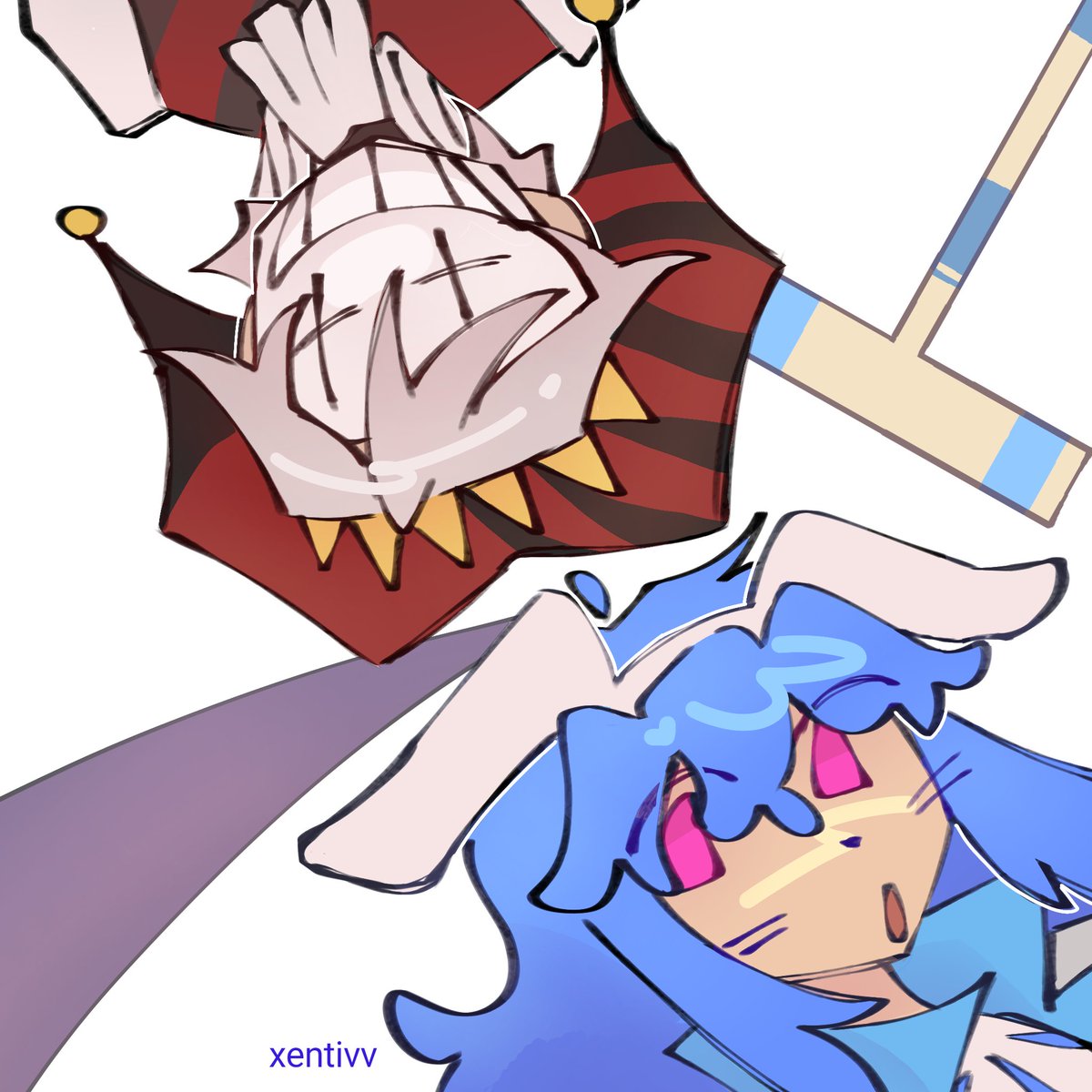 xentivv's tweet image. i lowkey think c!kab would have a croquet mallet for a weapon XD #lifestealfanart #killerbunnies