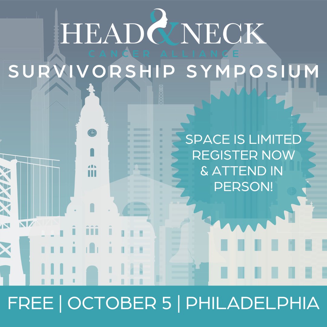 Join us in October for our annual Head &amp; Neck Cancer Survivorship Symposium. This event provides quality information about head and neck cancer to patients, survivors, and their loved ones.

Register now or find out more about this day-long event here: headandneck.org/symposium/