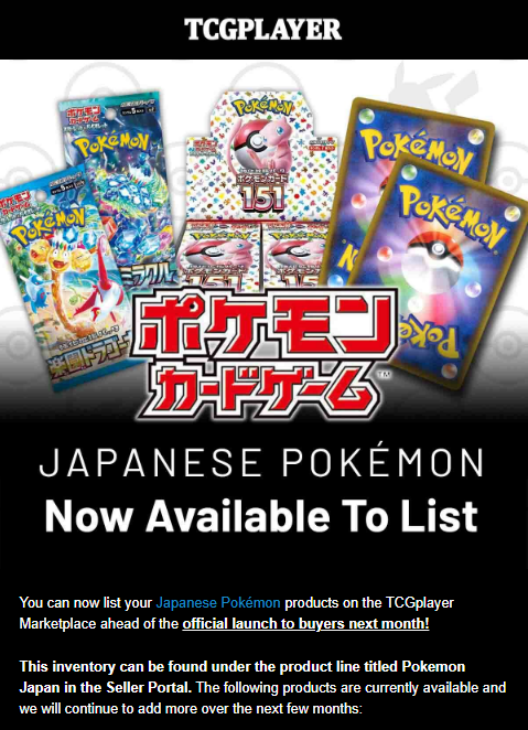 Pretty excited about Japanese cards coming to TCGPlayer!