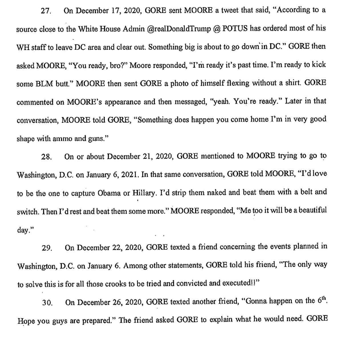 ryanjreilly's tweet photo. "I'd love to be the one to capture Obama or Hillary. I'd strip them naked and beat them with a belt and switch. Then I'd rest and beat them some more."

New superseding indictment against Jan. 6 defendant Kevin Moore, charging him with conspiracy to injury police. https://t.co/LV5tGv9BeH