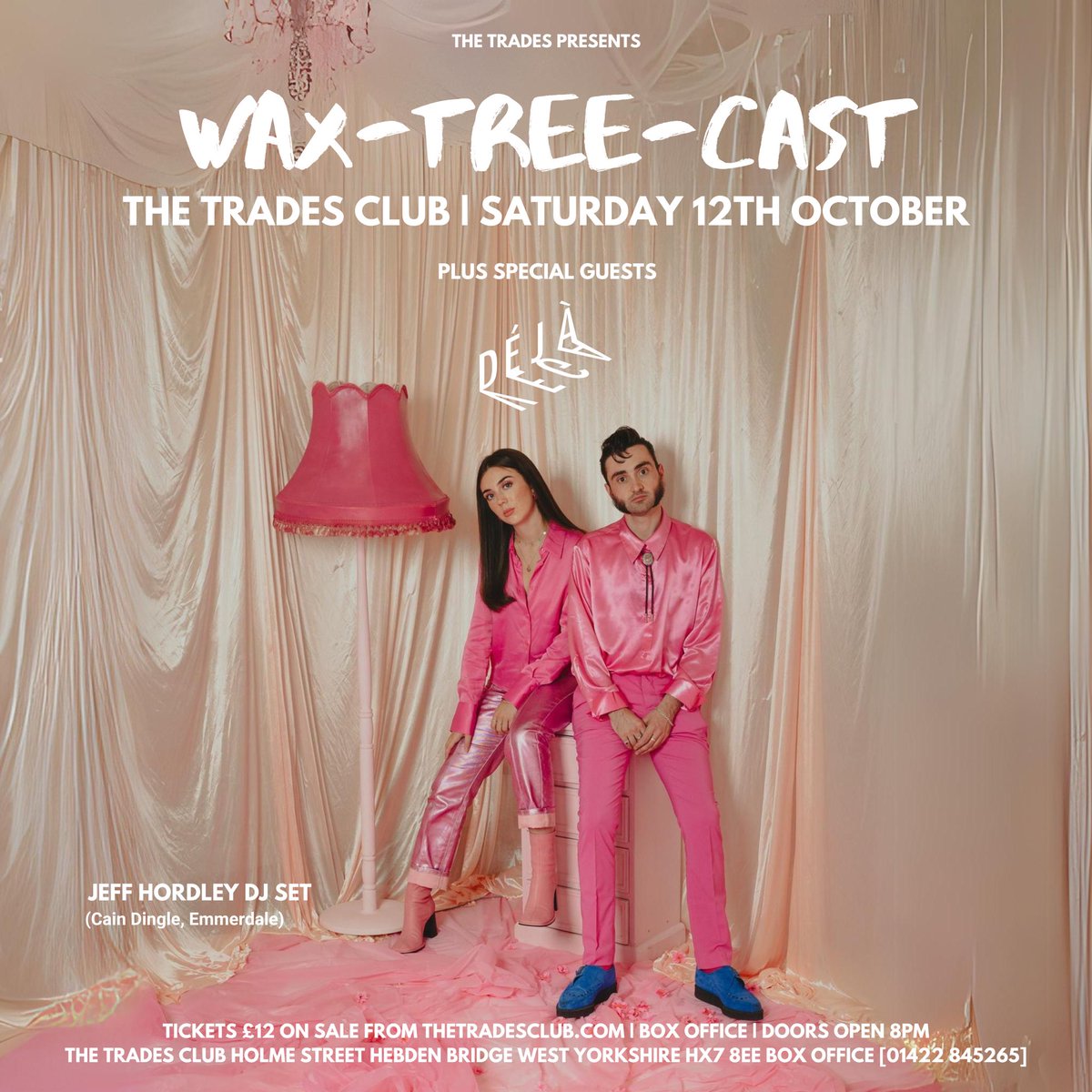Déjà Vega (@dejavegaband) on Twitter photo Joining our pals @waxtreecastband for their gig at <a href="/thetradesclub/">The Trades Club</a> along with <a href="/JeffHordleyFanz/">Jeff Hordley</a> on the 1’s and 2’s this October 💃🏻🪩🕺🏿
Tickets on sale now 🎫
thetradesclub.com/events/waxtc Joining our pals @waxtreecastband for their gig at <a href="/thetradesclub/">The Trades Club</a> along with <a href="/JeffHordleyFanz/">Jeff Hordley</a> on the 1’s and 2’s this October 💃🏻🪩🕺🏿
Tickets on sale now 🎫
thetradesclub.com/events/waxtc