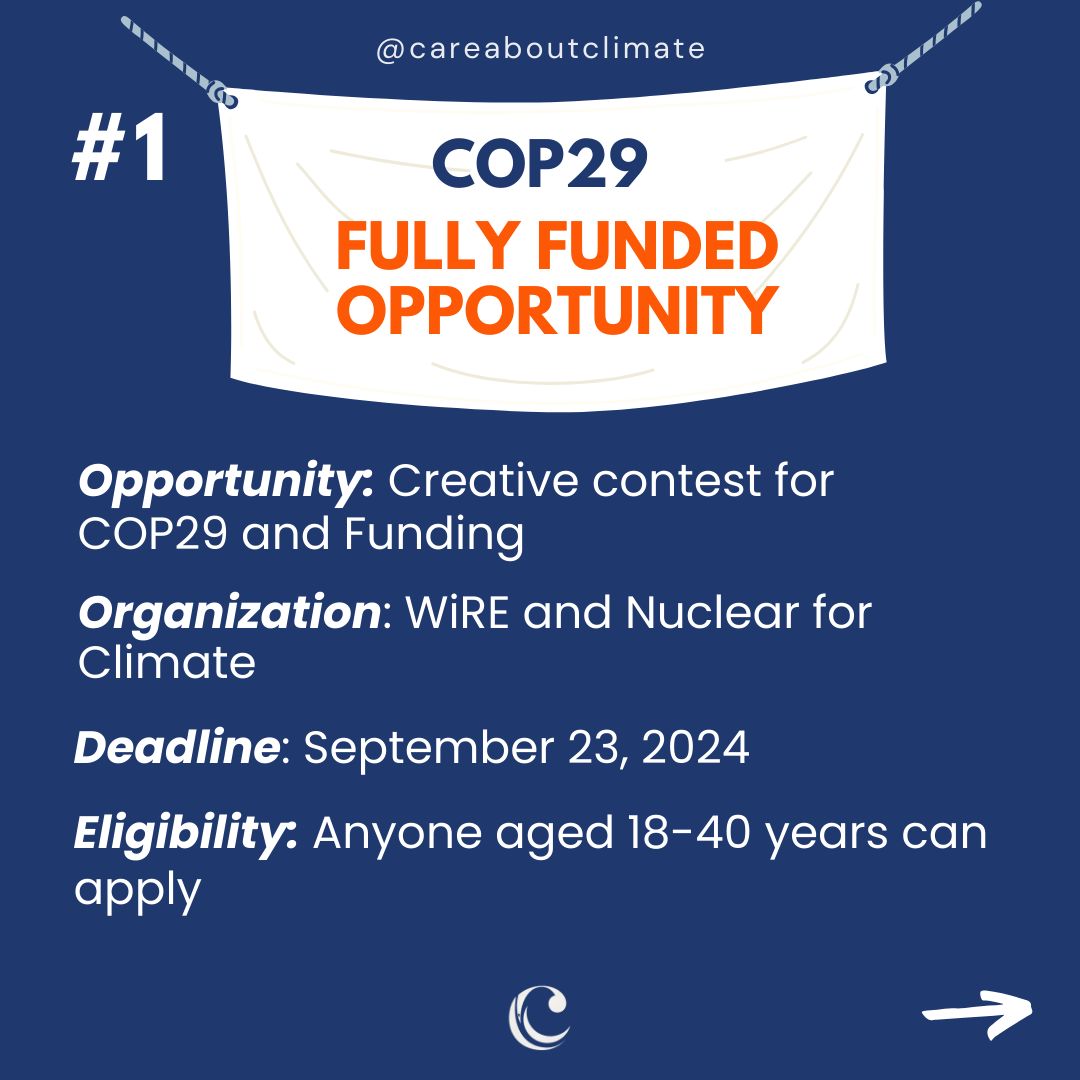 careboutclimate's tweet photo. 📣 COP29 Opportunities for Young People 📣

Recognizing the vital role of #youth inclusion, we're bringing you another #COP Opportunities Round-Up.

👇🔗 Find the link here: https://t.co/cTtlR27Lld https://t.co/sWKytuioKa