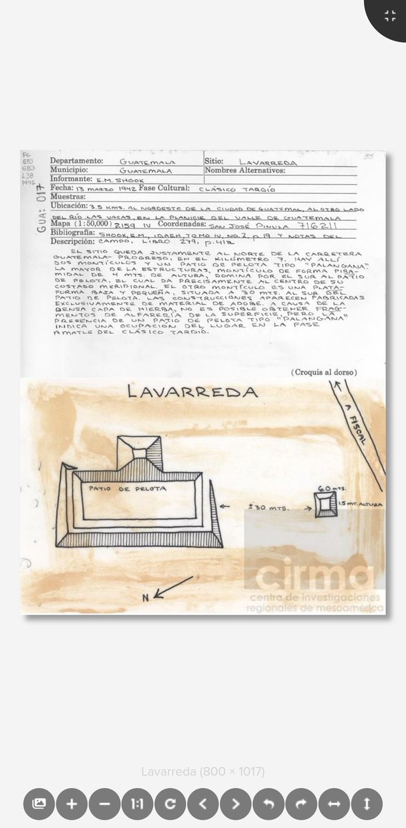 Uno de los tantos sitios arqueológicos destruidos del departamento de Guatemala era el sitio de Lavarreda, ubicado en la península que hoy es Walmart del Norte, zona 17

Edwin Shook logró reconocerlo en 1947, y nos dejó este croquis del lugar para recordar lo que hoy ya no es...