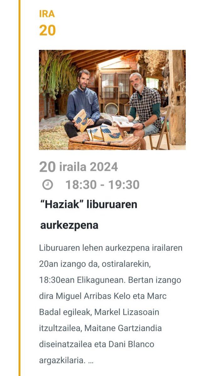 "Haziak" liburuaren aurkezpena izango dugu ostiral arratsaldeko azokarekin batera. Info+ : argia.eus/albistea/hazia…
<a href="/AzokaPlaza/">Azpeitiko Azoka Plaza</a>