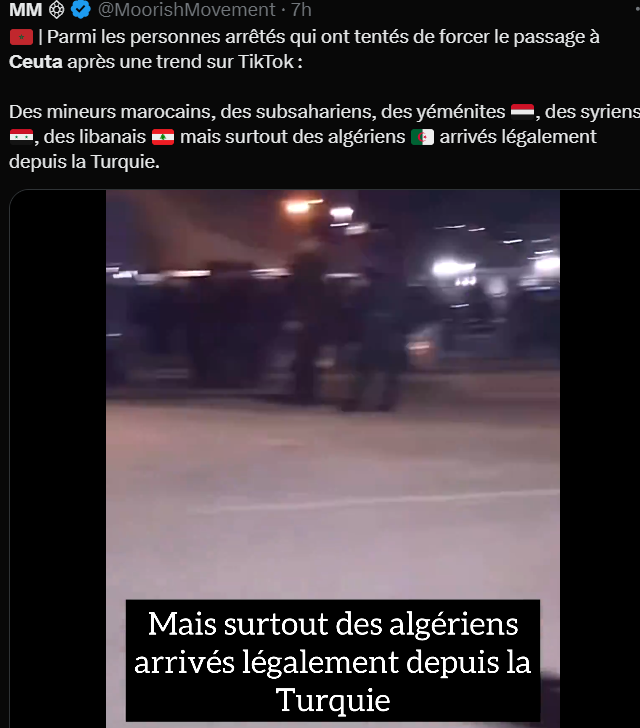 chichi56561008's tweet photo. @MoorishMovement #MarocExit Merci pour ce fou rire 🤣🤣donc d'après toi des algériens sont venus légalement de Turquie pour devenir clandestins. Aides tes frères Les marocains souffrent, ont faim, soif et n'ont pas d'avenir https://t.co/mXfWAE2rYk
