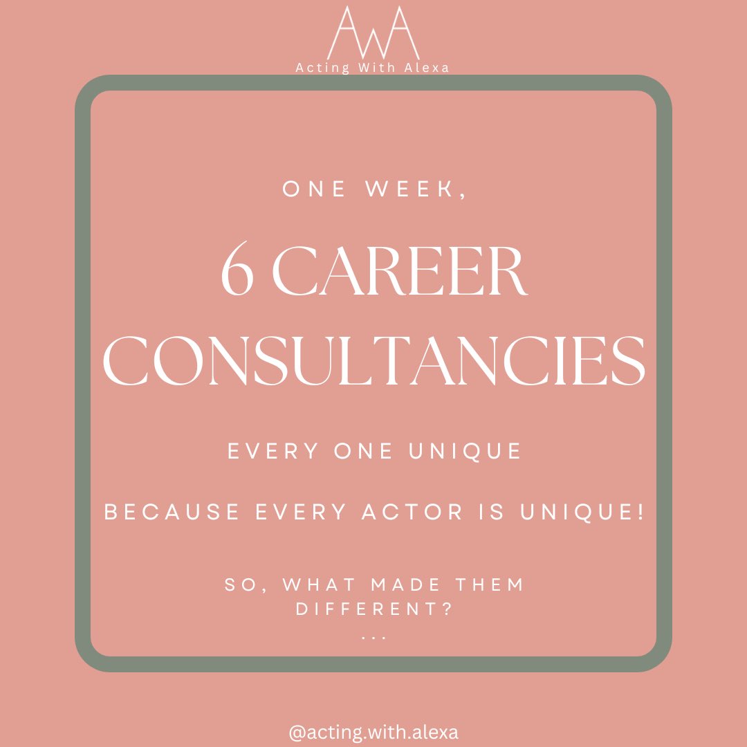Last week I had 6 career sessions in 5 days with wonderful actors, and every single one was different!

I thought I’d take this opportunity to share more details about the sessions, so that you can see what ‘Acting With Alexa’ offers, and how it might be able to help you!