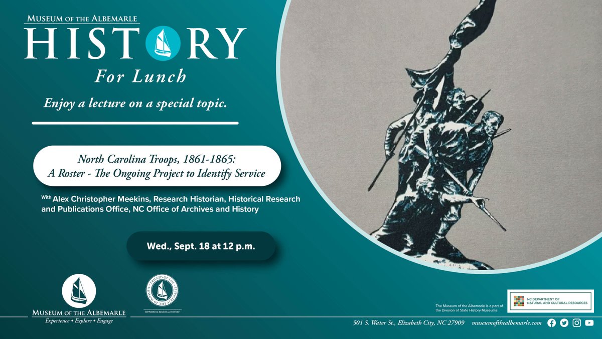 Chris Meekins, an Elizabeth City native, joins us this Wednesday to discuss the Roster project. He is tasked with packing up the old Roster office and has also decided to track the project's history.

Join us in person or virtually through Zoom! zoomgov.com/meeting/regist…