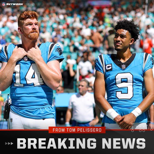 TomPelissero's tweet image. Sources: The #Panthers are benching former No. 1 overall pick Bryce Young and starting veteran Andy Dalton beginning this week. 

Coach Dave Canales has repeatedly said “Bryce is our quarterback.” But with the season quickly slipping away, Canales decided to make a change.