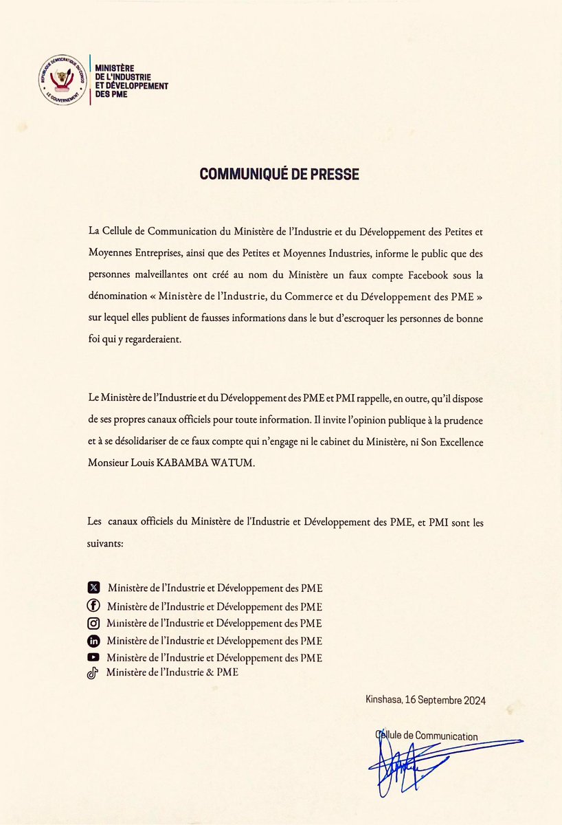 MinIndPME2's tweet image. COMMUNIQUÉ DE PRESSE 
#Cellcom