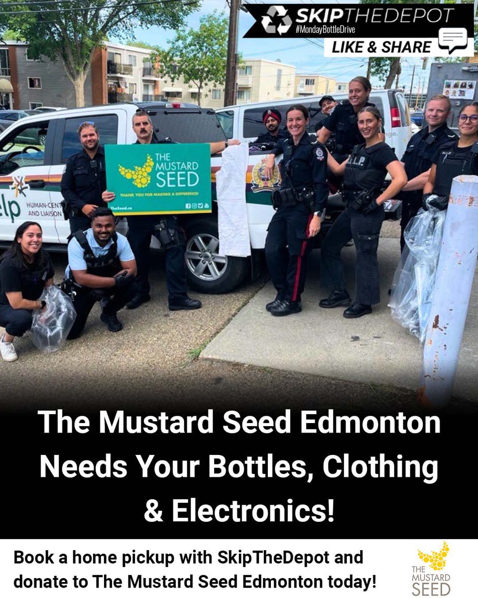 The Mustard Seed Edmonton is on a mission, and we need YOUR help! ♻️ Partnered with SkipTheDepot, we're turning bottles, electronics, and clothing into a force for good. 

Donate to The Mustard Seed Edmonton here: app.skipthedepot.com/theseedyeg

#bottledepot