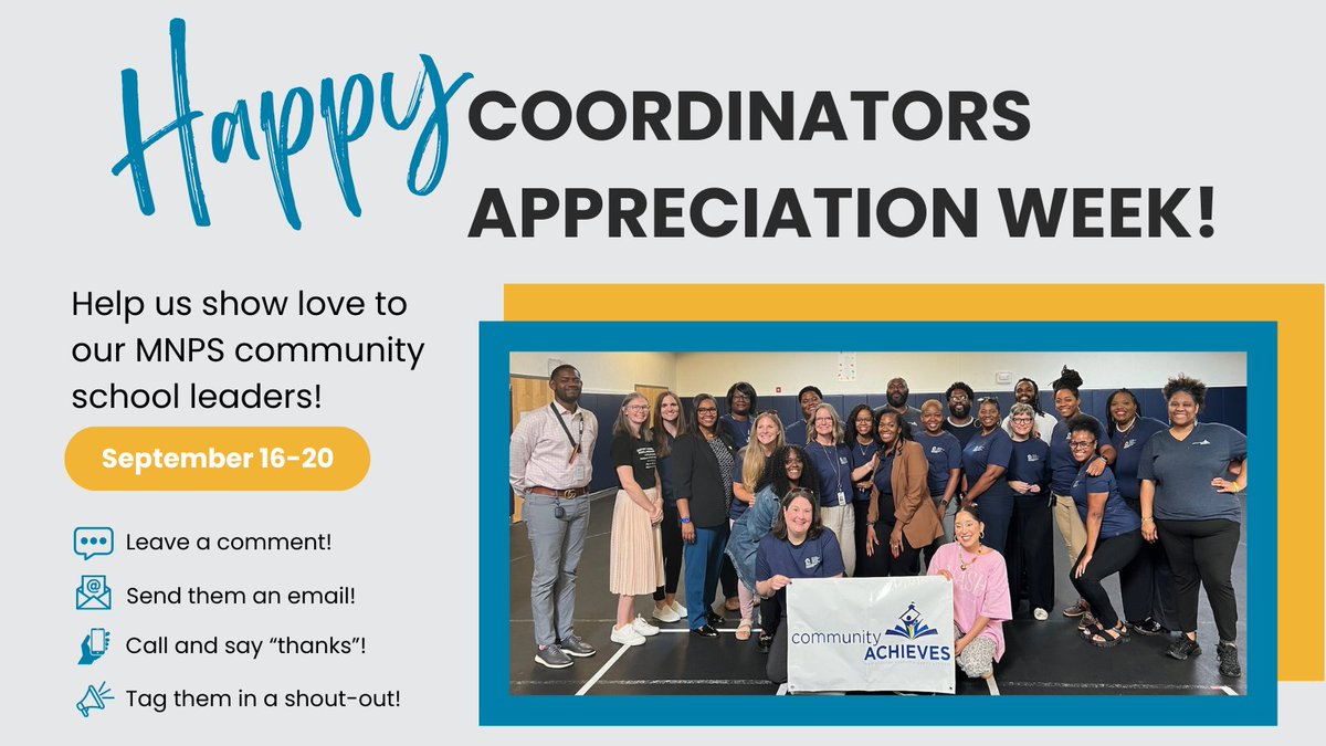 MNPS Family & Community Partnerships (@mnps_fcp) on Twitter photo Happy Coordinators Appreciation Week! Help us show our team just how loved they are this week by leaving a comment or sending them a quick 'thank you'. We know #MNPSCoordinatorsRock.
#CoordinatorsRock
<a href="/metroschools/">Metro Schools</a>
<a href="/commschools/">Community Schools</a>
<a href="/IELconnects/">Institute for Educational Leadership</a> Happy Coordinators Appreciation Week! Help us show our team just how loved they are this week by leaving a comment or sending them a quick 'thank you'. We know #MNPSCoordinatorsRock.
#CoordinatorsRock
<a href="/metroschools/">Metro Schools</a>
<a href="/commschools/">Community Schools</a>
<a href="/IELconnects/">Institute for Educational Leadership</a>