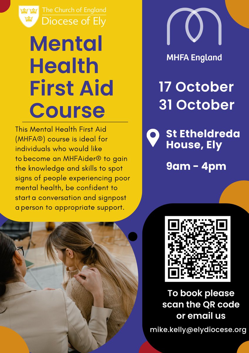 Love that this is offered as part of our training in <a href="/DioceseofEly/">Diocese of Ely</a>, great for vicars, curates, pastoral assistants, church wardens, chaplains... basically a fab course for all in ministry #ministry #mhfa #mentalhealth #wellbeing