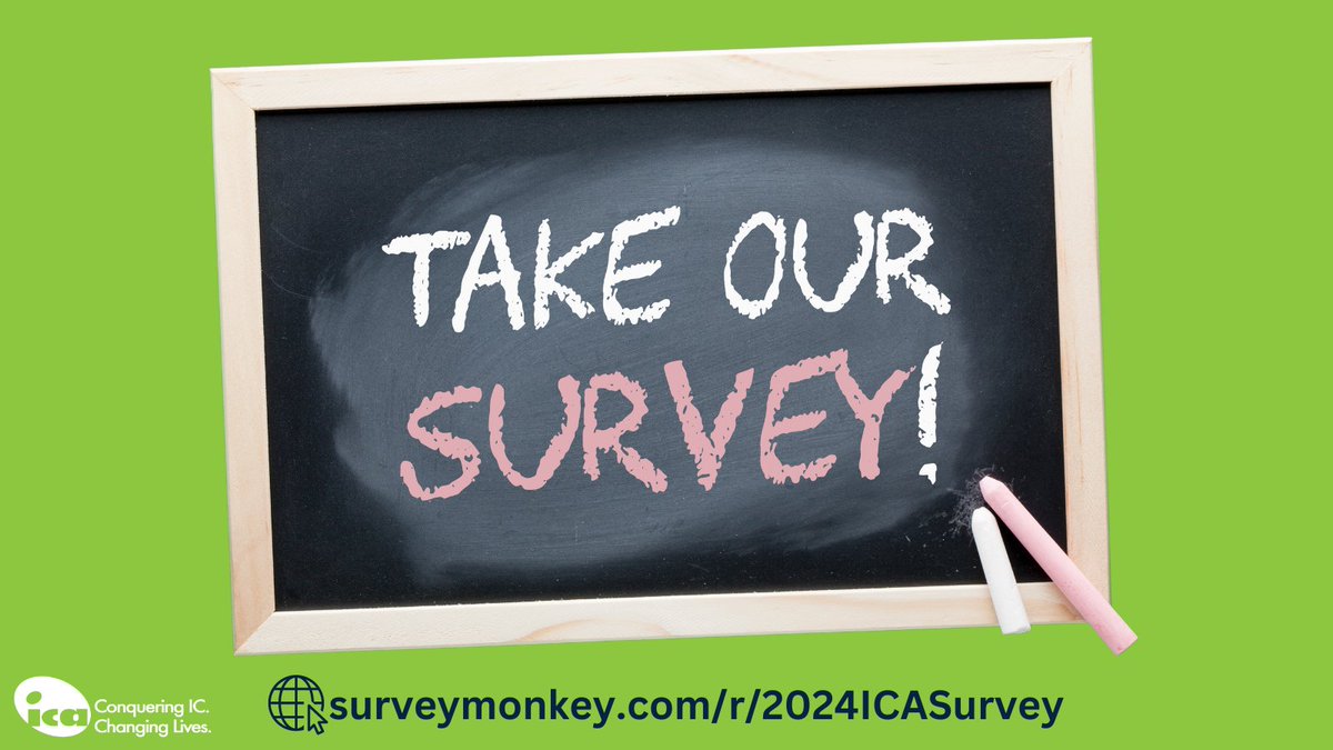 The ICA is conducting a survey to better understand and support our IC/BPS community.

Together, we can make a difference and ensure everyone feels heard and supported.

Take the survey here: surveymonkey.com/r/2024ICASurvey

#InterstitialCystitis #BladderPainSyndrome #ICBPS