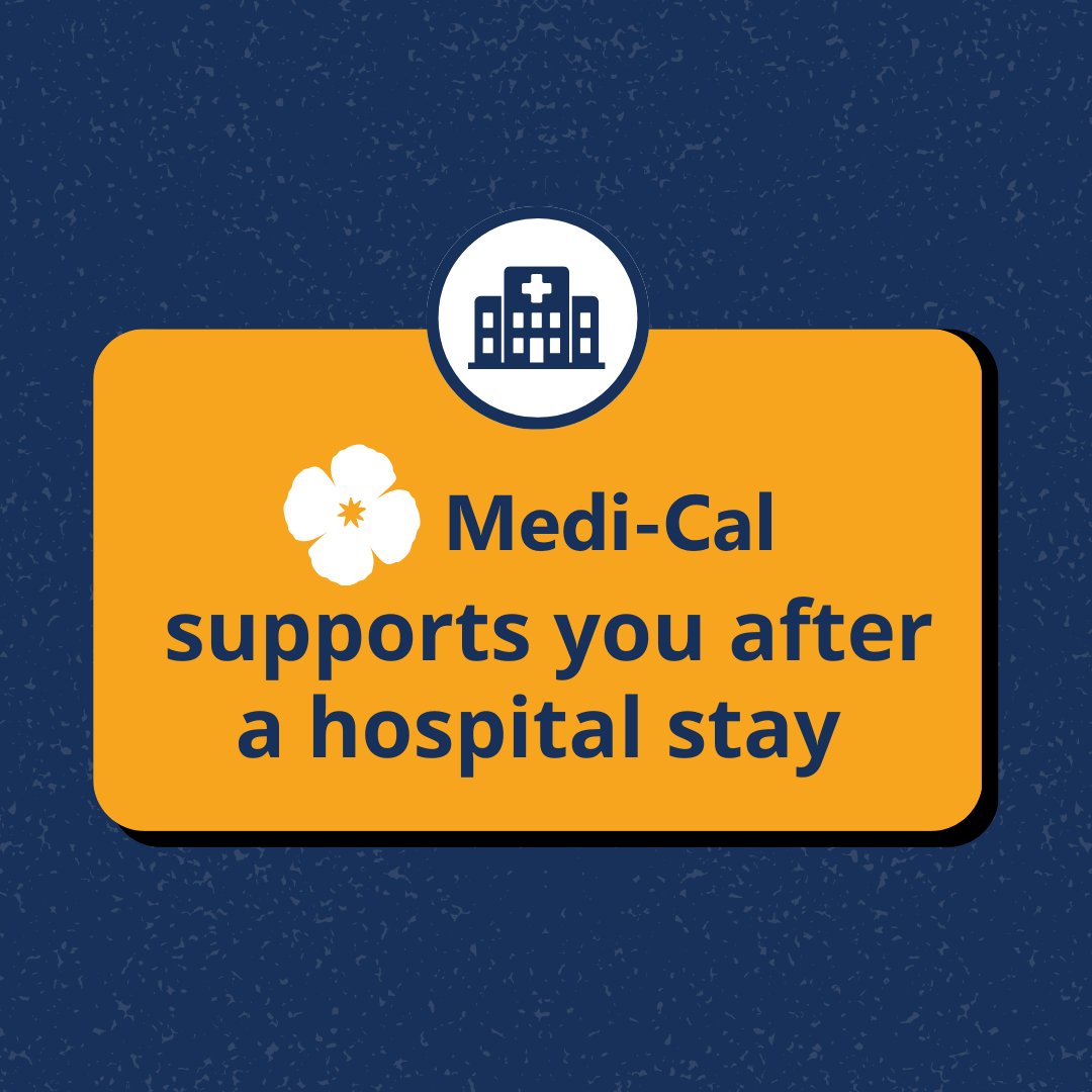 MediCal_DHCS's tweet image. At some point we will all need assistance returning home from a hospital stay. 🏥

Medi-Cal offers short-term recovery care, meals, and transportation to doctor appointments. 

Apply today: ow.ly/ma8z50SPAPN 

#Aging #Recovery #TransitionAssistance #CA #California