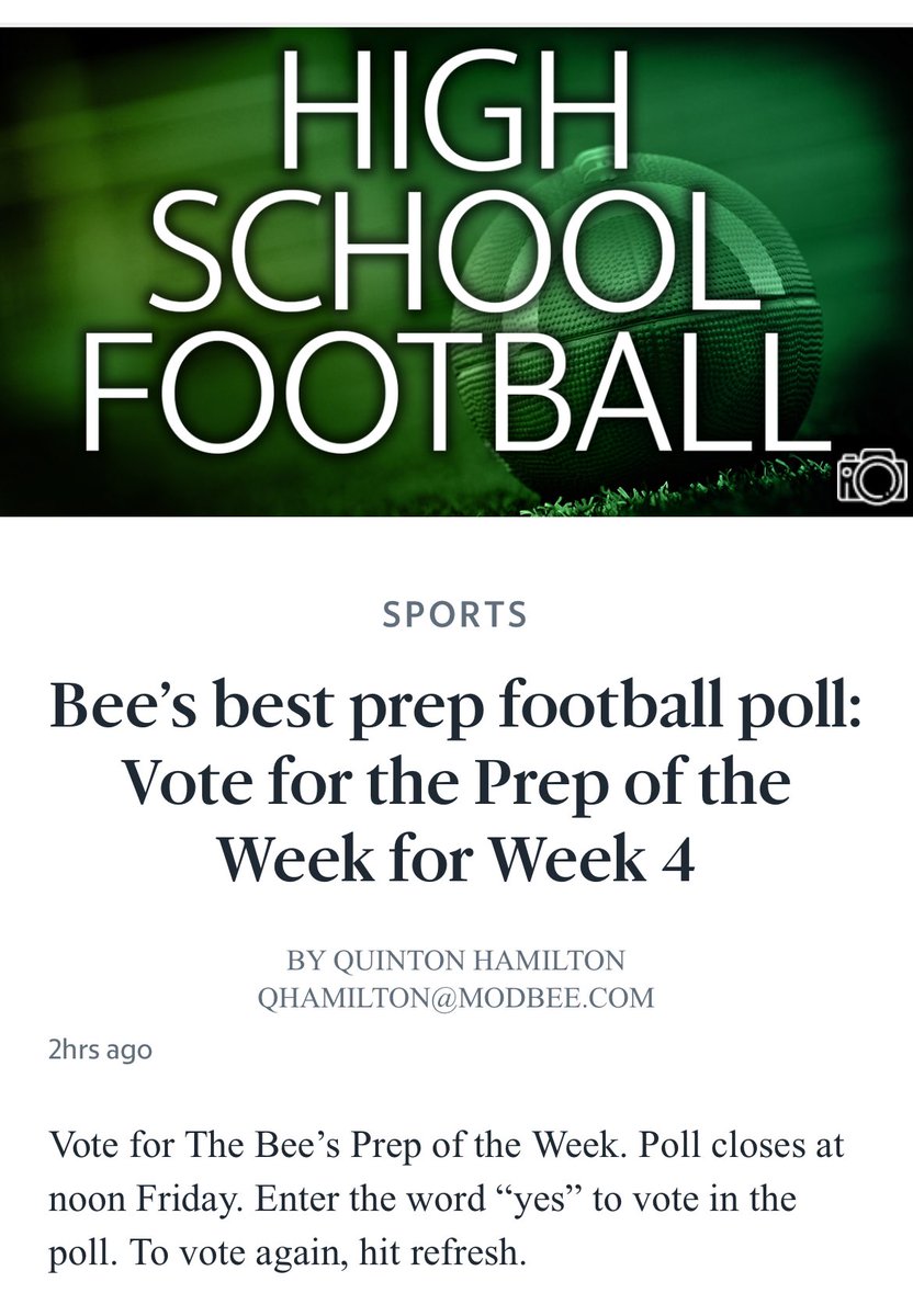 FootballModesto's tweet photo. Our own Lucky Dam is up for @modbee Prep Player of the Week! @ClubModesto @lucky4dam 

Please VOTE VOTE VOTE!!! https://t.co/72vJ3lN585