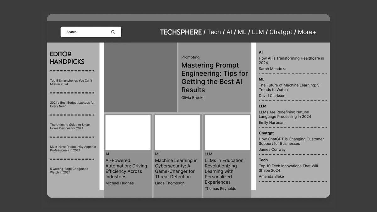 ashish1lexbaa's tweet image. Day 29 of my #50DaysUIChallenge completed! 🖥️ Designed a tech news website article page for TechSphere focused on AI &amp;amp; ML. Loving the process! 🙌 #UXDesign #UIDesign #WebDesign #TechNews #AIDesign #MLDesign #DesignChallenge #DailyDesign #UserInterface #DesignInspiration