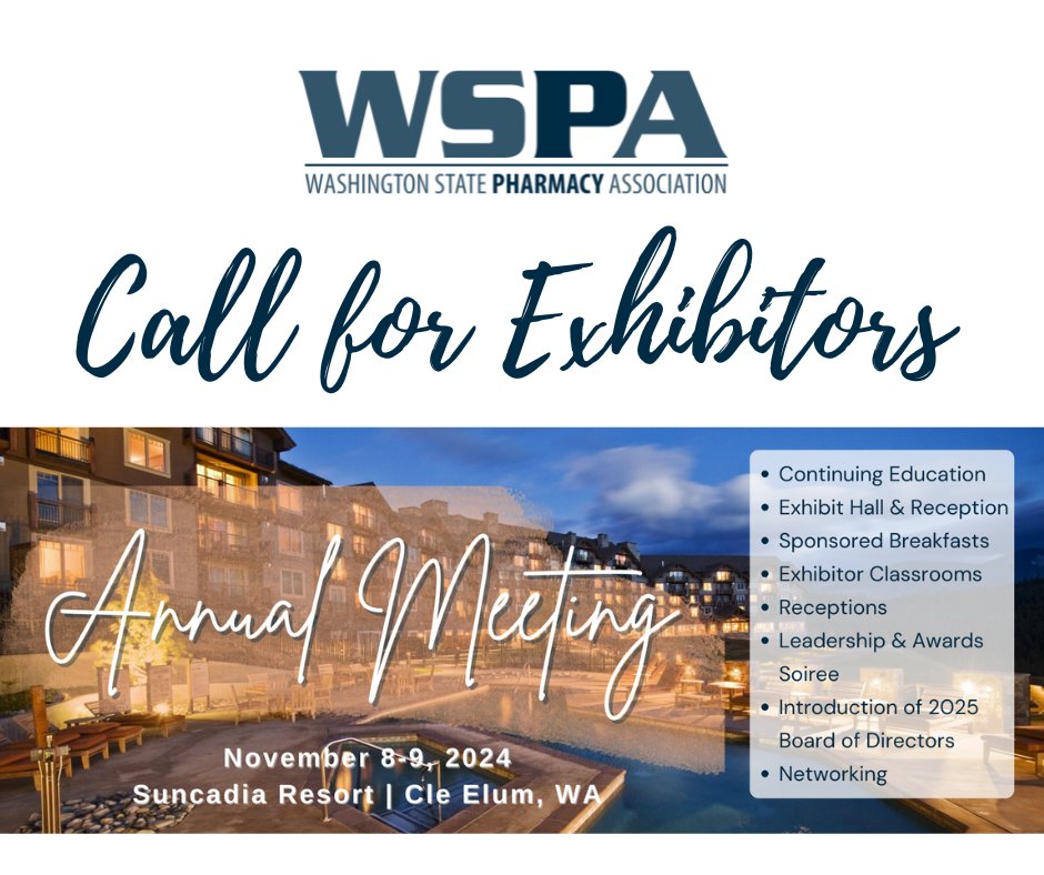 Calling all vendors! Do you have a product or service that would benefit the pharmacy profession or our patients? We want to see it! Join us and exhibit at this year's WSPA Annual Meeting! wsparx.org/page/2024Annua…