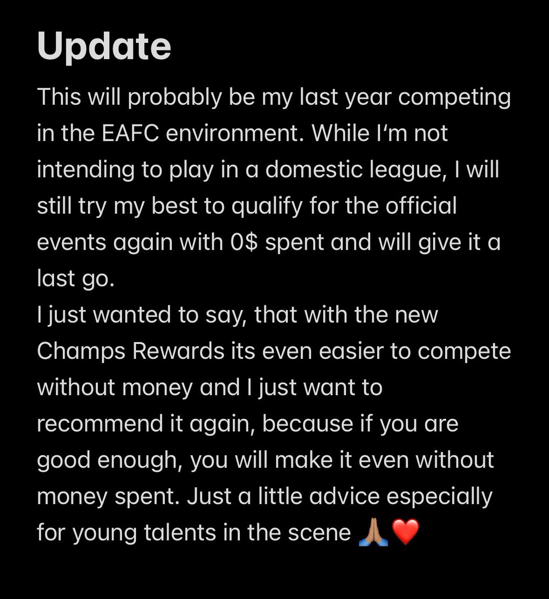 Little Update from me regarding EAFC 25 🙏🏽 
+ advice 🫶🏻