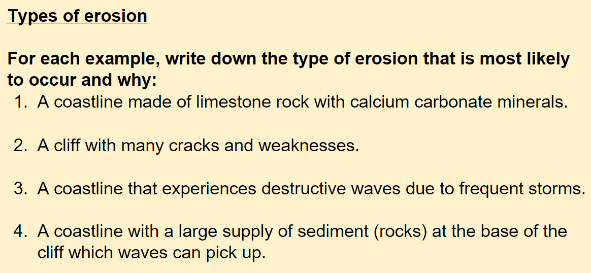 kate_stockings's tweet photo. I'm definitely guilty of 'just' teaching the 4 erosion types &amp; moving on (definitions, checks for understanding &amp; done) so it was great to use this short activity from 1 of our schools when I taught Y10 today- got them thinking in a different way about erosion🌊#geographyteacher https://t.co/hw48PLroXo