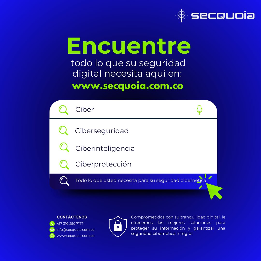 SecQuoIASAS's tweet photo. 🔐 ¡Protege tu información con Secquoia! 🔐
Ofrecemos ciberseguridad, ciberinteligencia y ciberprotección. Asegura tu tranquilidad digital con nosotros.
📞 +57 310 250 7177
🌐 https://t.co/JrQvFpaoCP
📧 info@secquoia.com.co
#SeguridadDigital #Ciberseguridad #Protección #segu https://t.co/4WWQBbiGCA