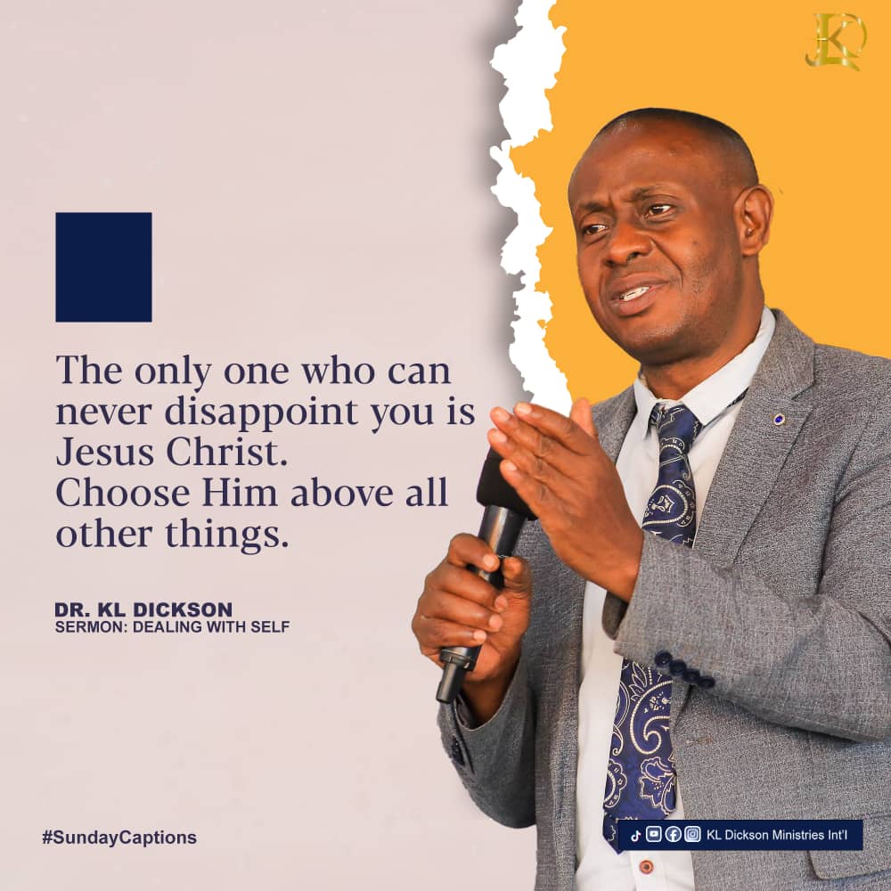 kl_dickson's tweet photo. Recap

The only one who can never disappoint you is Jesus Christ. Chose Him above all other things.

Dr. KL Dickson 

#DealingWithSelf
#GoodnessAndMercy https://t.co/6iYaBfIN42