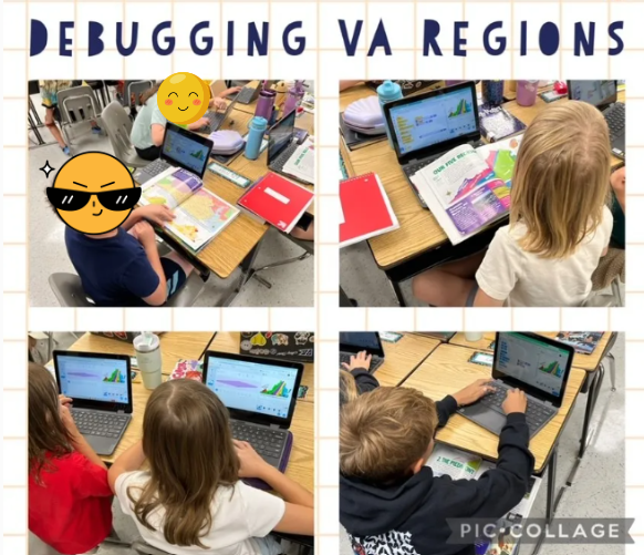 csforlcps's tweet image. 4th grade students in Mr. Hester&apos;s class @emerickelem1967 worked with @AlgorithmChef today to debug a map of Virginia in @GoogleForEdu CS First to review their knowledge of the 5 regions. Ss used their notes and textbook to verify information and make adjustments to their codes.