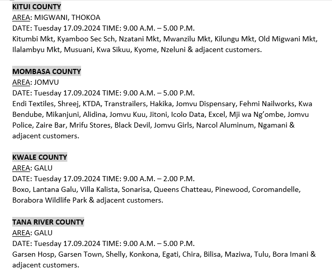 Hello, these areas will be affected by planned power interruptions tomorrow: ^BT