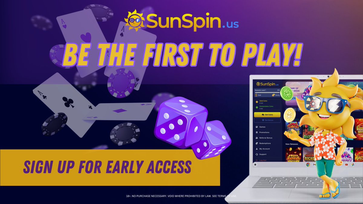 SunSpin_Casino's tweet photo. Enter Your Email on https://t.co/ggQeq28CRx Today and Receive Early Access via Email Before Our Grand Opening. You'll Also Receive a BIG Welcome Bonus! Don't Forget to Follow Us Today for Your Chance to Win 3000 SC at Launch!
#sunspin #sweepstakecoins #SocialCasino #giveaway https://t.co/UVRIqLs78V