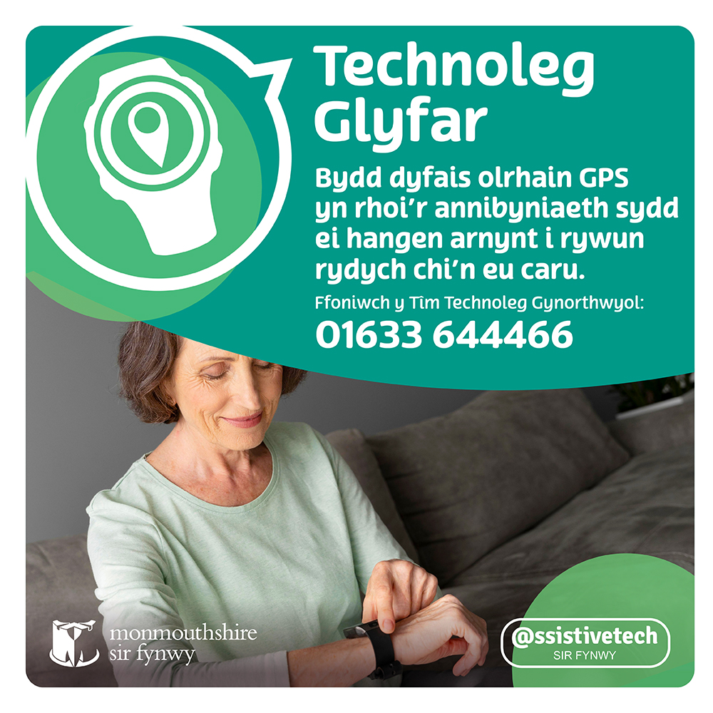 Helpwch rywun annwyl i fyw'n annibynnol trwy ddefnyddio dyfais olrhain gyda chanfod Synhwyrydd Cwympiadau–gan roi'r annibyniaeth sydd ei hangen arnynt hwy a rhoi’r sicrwydd i chi eu bod yn ddiogel. 
📞 01633 644466  
🌐 monmouthshire.gov.uk/cy/gofal/47253…
